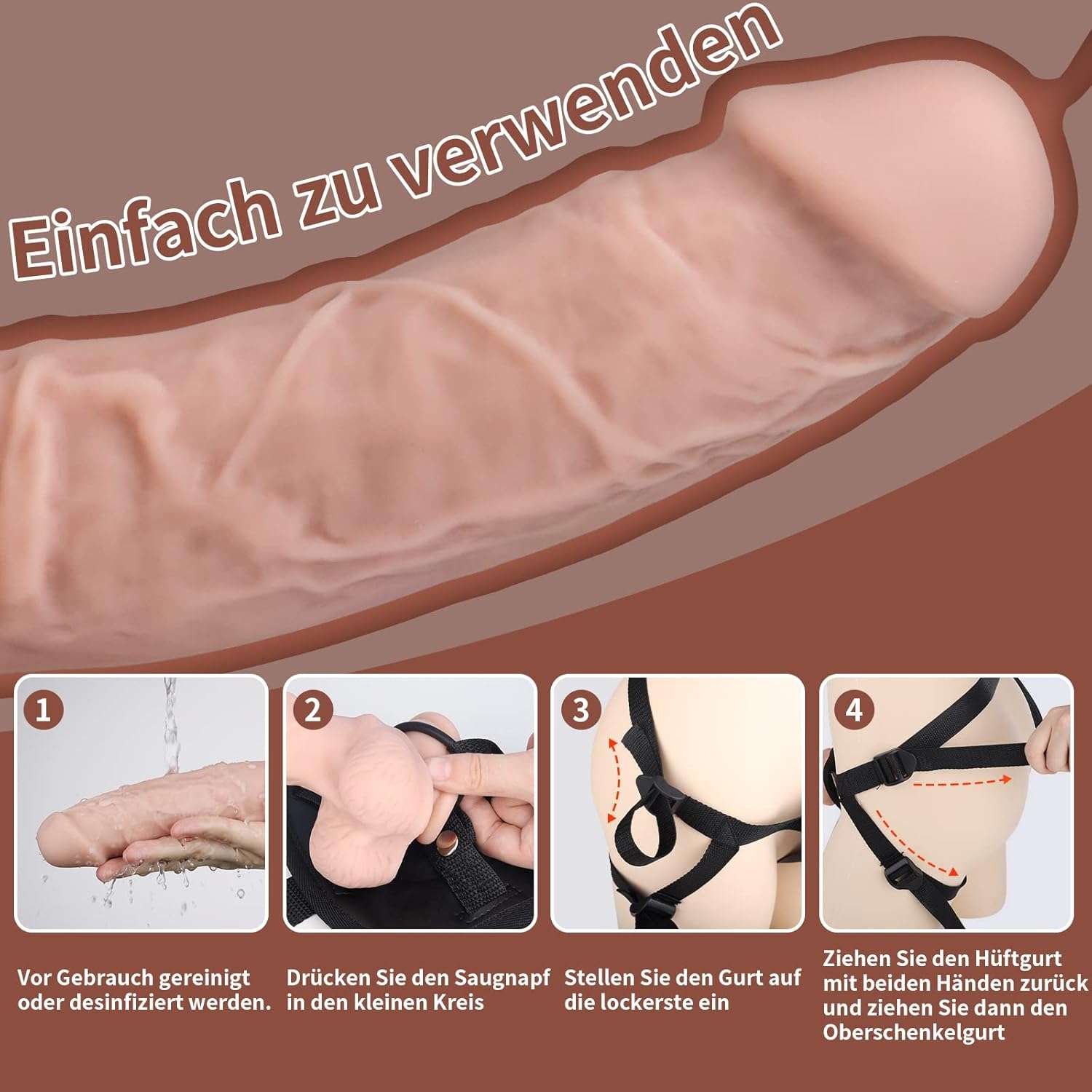 High-quality strap-on silicone sex toy, removable dildo, durable and phthalate-free.