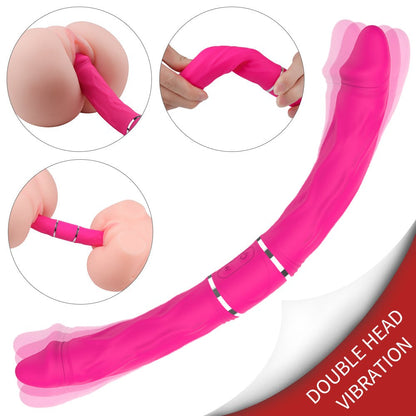 Rechargeable lifelike interactive dual-head synchronized 5.8-inch vibrator with veined shaft and pronounced head.