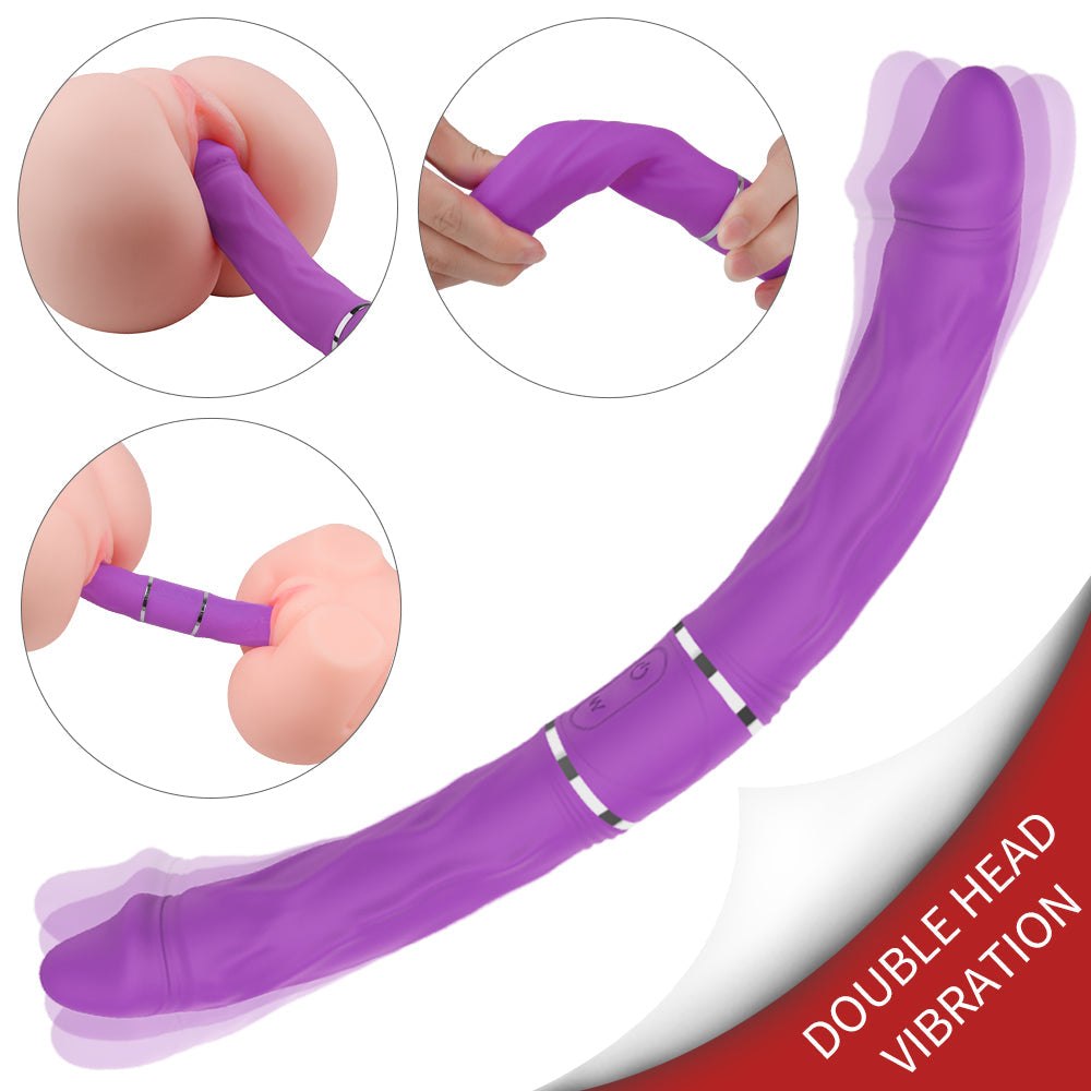 Rechargeable lifelike interactive dual-head synchronized 5.8-inch vibrator with veined shaft and pronounced head.