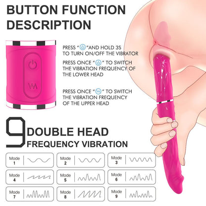 Rechargeable lifelike interactive dual-head synchronized vibrator with veined shaft and waterproof design.