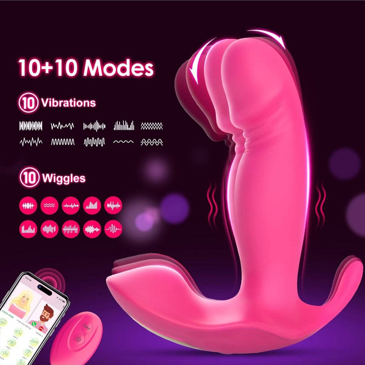 Wearable G-Spot dildo vibrator with dual-motor stimulation, app-enabled control, and seamless silicone design.