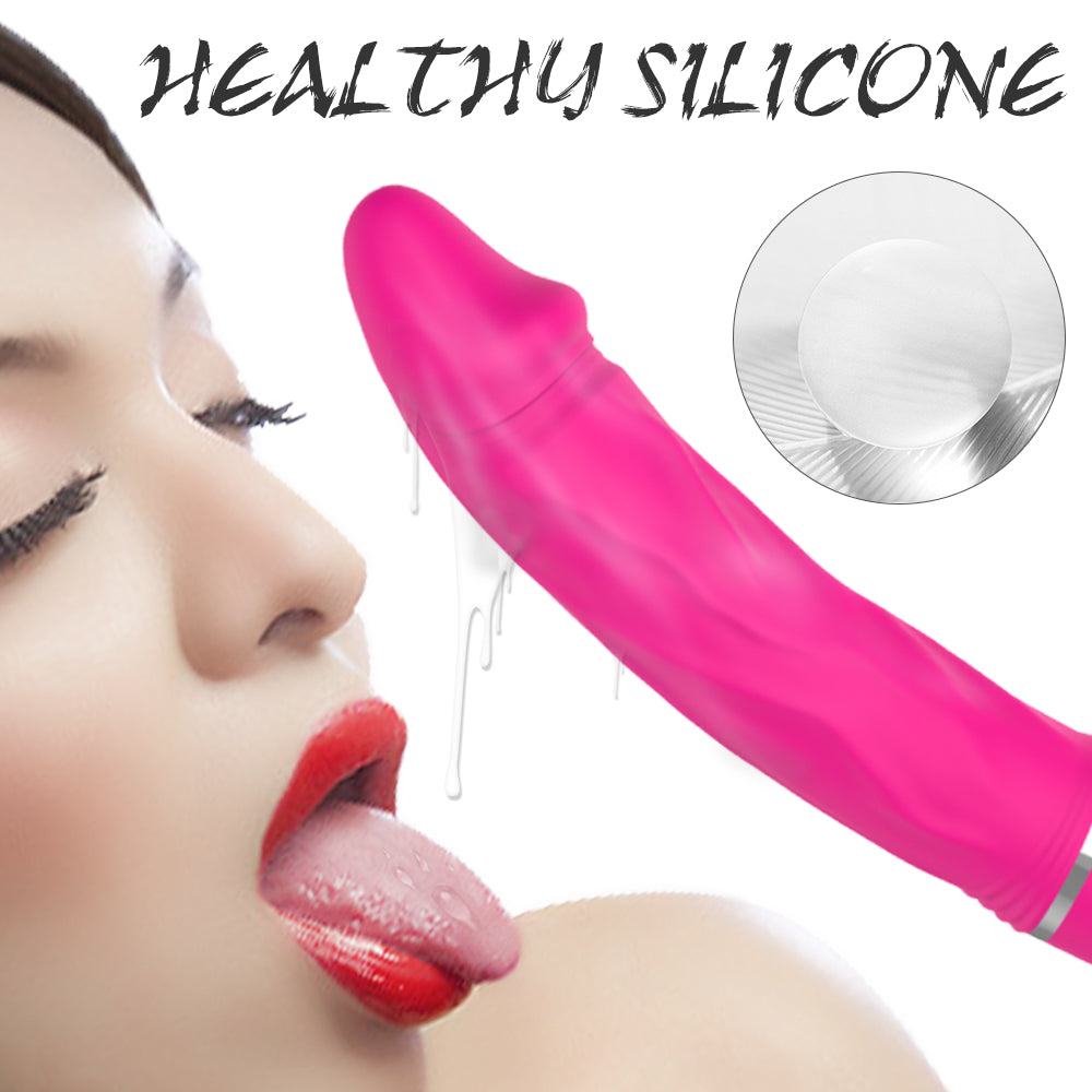 Rechargeable lifelike interactive dual-head synchronized 5.8-inch vibrator with veined shaft and waterproof design.