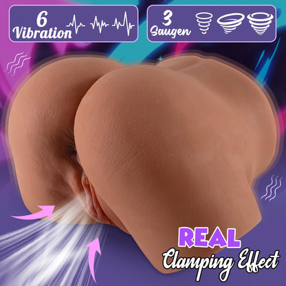 Masturbador masculino realista con textura 3D, succión y vibración, con batería recargable