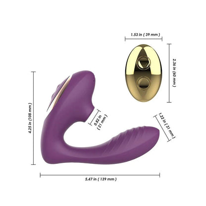 Pink clitoral suction stimulator with dual-function design featuring Pleasure Air technology and vibration modes.