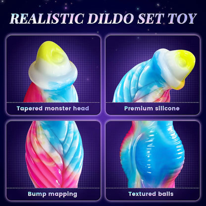 Vibrador monstruo con empuje y control remoto de 10 pulgadas, pene enorme