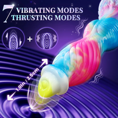 Vibrador monstruo con empuje y control remoto de 10 pulgadas, pene enorme