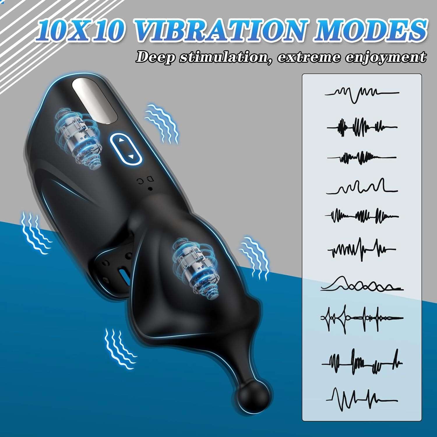 Automatic male masturbator with 10 vibration modes for deep stimulation.